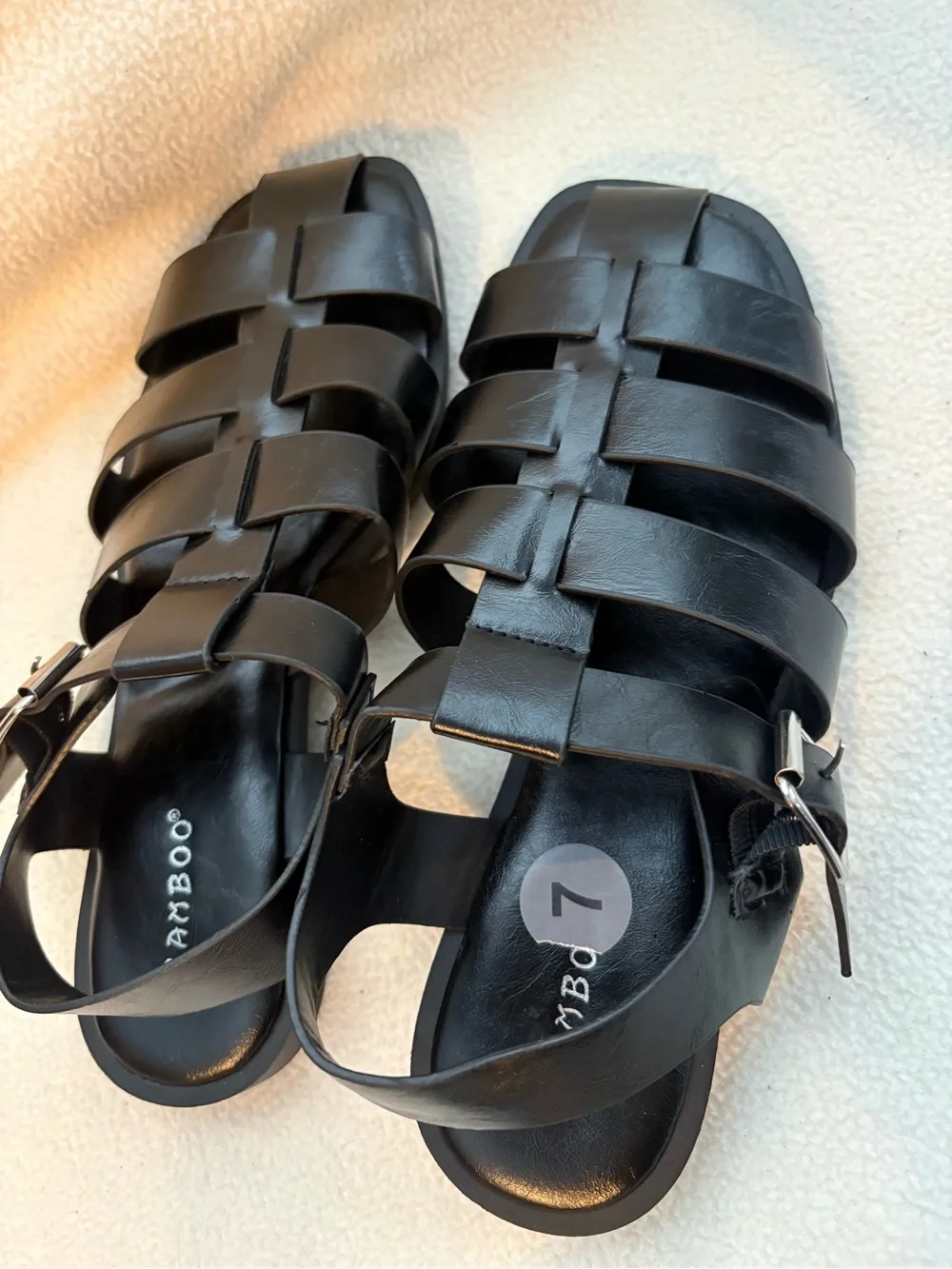 BAMBOO Black Multi-Strap Gladiator Sandals
